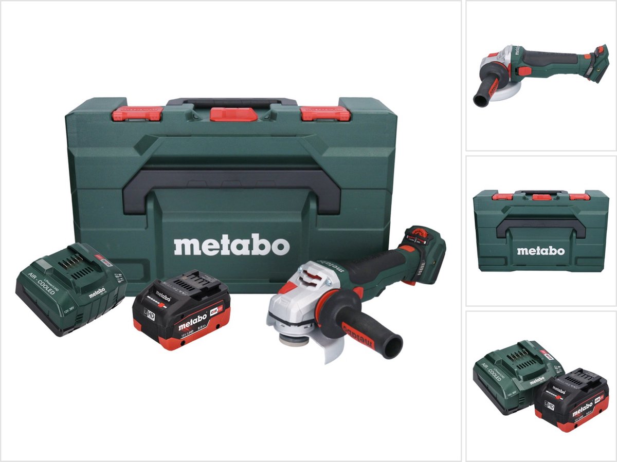 Metabo WVB 18 LTX BL 15-125 Quick accu haakse slijper 18 V 125 mm borstelloos + 1x accu 8.0 Ah + lader + metaBOX
