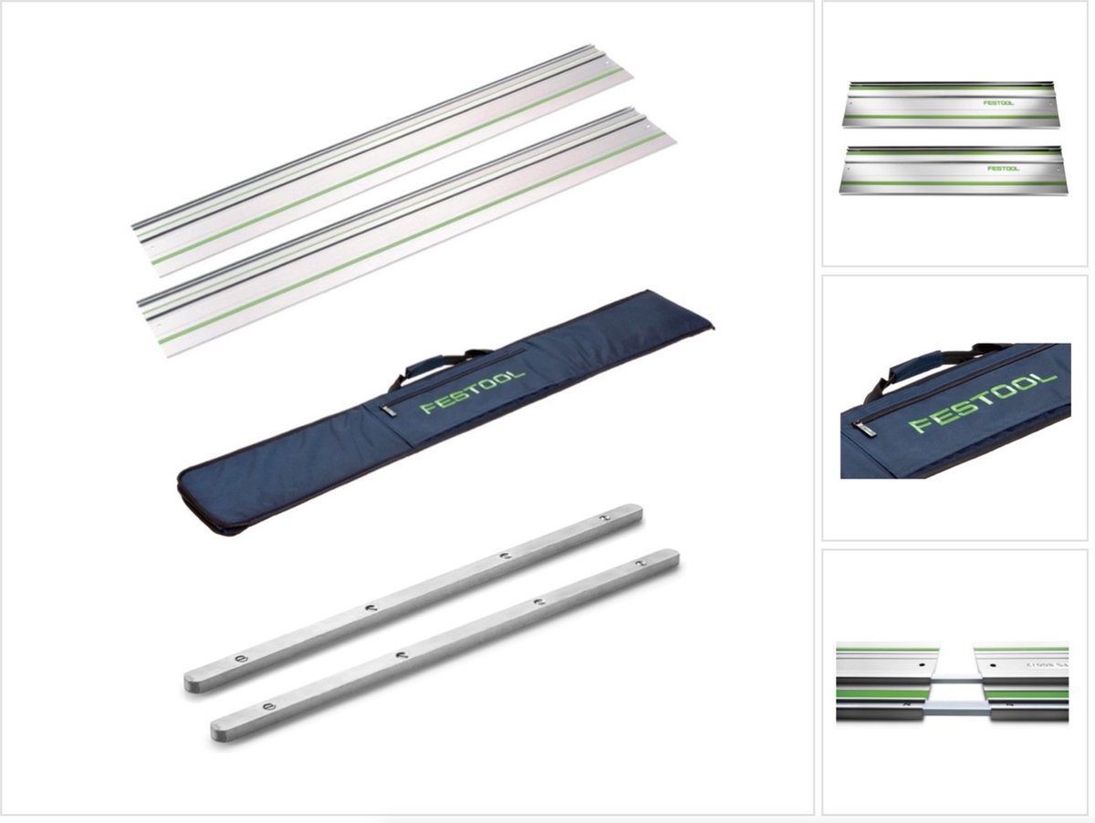 Festool FS 1400/2 geleiderail 1400 mm 2 x ( 491498 ) + FS-BAG geleiderailtas + 2 x verbindingsstuk FSV ( 482107 )