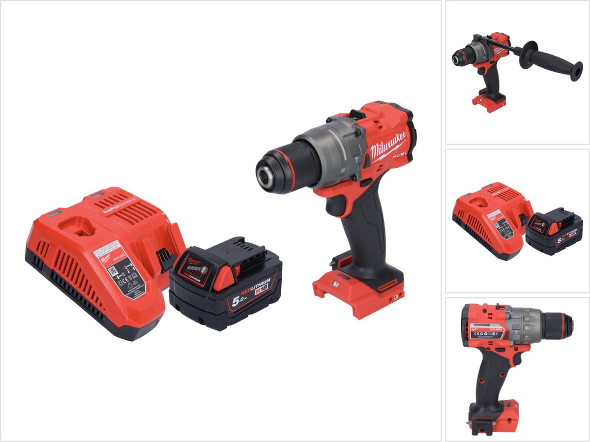 Milwaukee M18 FPD3-501 accu klopboormachine 18 V 158 Nm borstelloos + 1x oplaadbare accu 5.0 Ah + lader