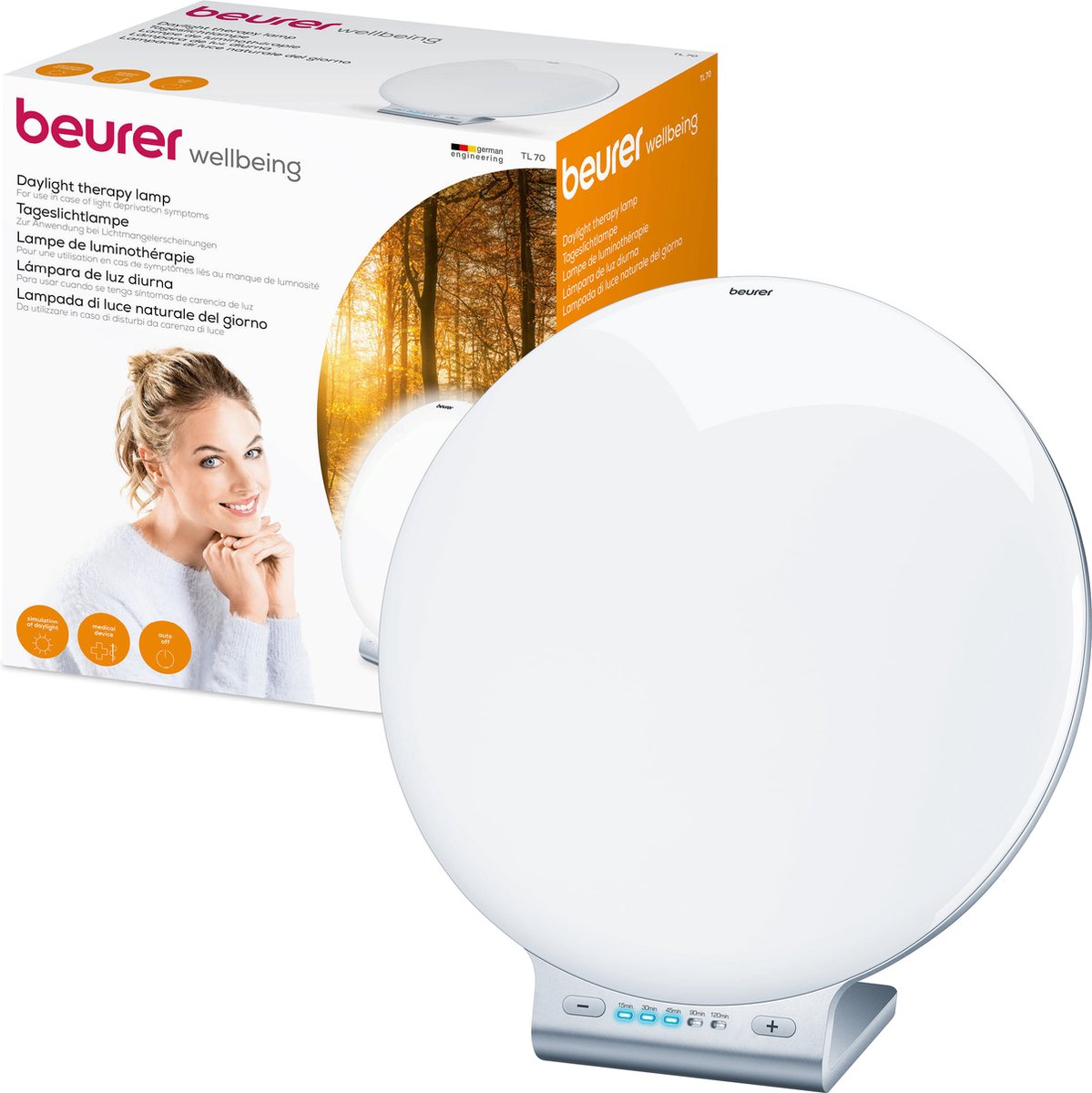 Bol.com Beurer TL 70 Daglichtlamp – Lichttherapielamp 10 000 Lux – Rond Design - Groot oppervlak Ø 33 cm – Dimbaar met 10 Niveau... aanbieding