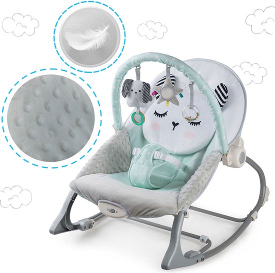 Transat avec vibration - gris vert menthe - jusqu'à 9 kg max.