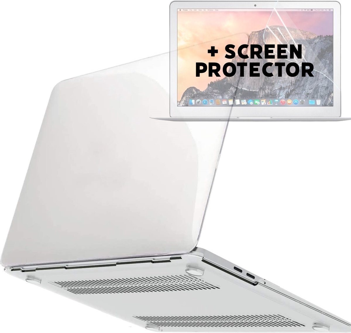 2-in-1 Beschermset - Geschikt voor MacBook Pro 13 inch - Case + Screenprotector - Hardcase - A1706/A1708/A2338/A2686 (M1,M2,Touchbar, 2016-2022) - Transparant