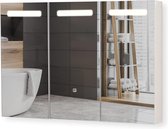 Spiegelkast badkamer - Spiegelkast - Spiegelkast met verlichting - Spiegelkast met stopcontact - Spiegelkast badkamer verlichting - MDF - Glas - 21.4 kg - Wit - 90 x 65 x 13 cm