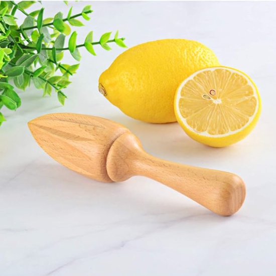 Citruspers Beukenhout - handpers - ergonomisch - limoen en citroen - citrussen persen - keukentool — afbeelding 4