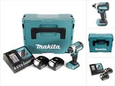 Makita DTD 153 RFJ accu-slagmoersleutel 1/4" 18V 170Nm borstelloos + 2x oplaadbare batterijen 3.0 Ah + snellader in Makpac 2