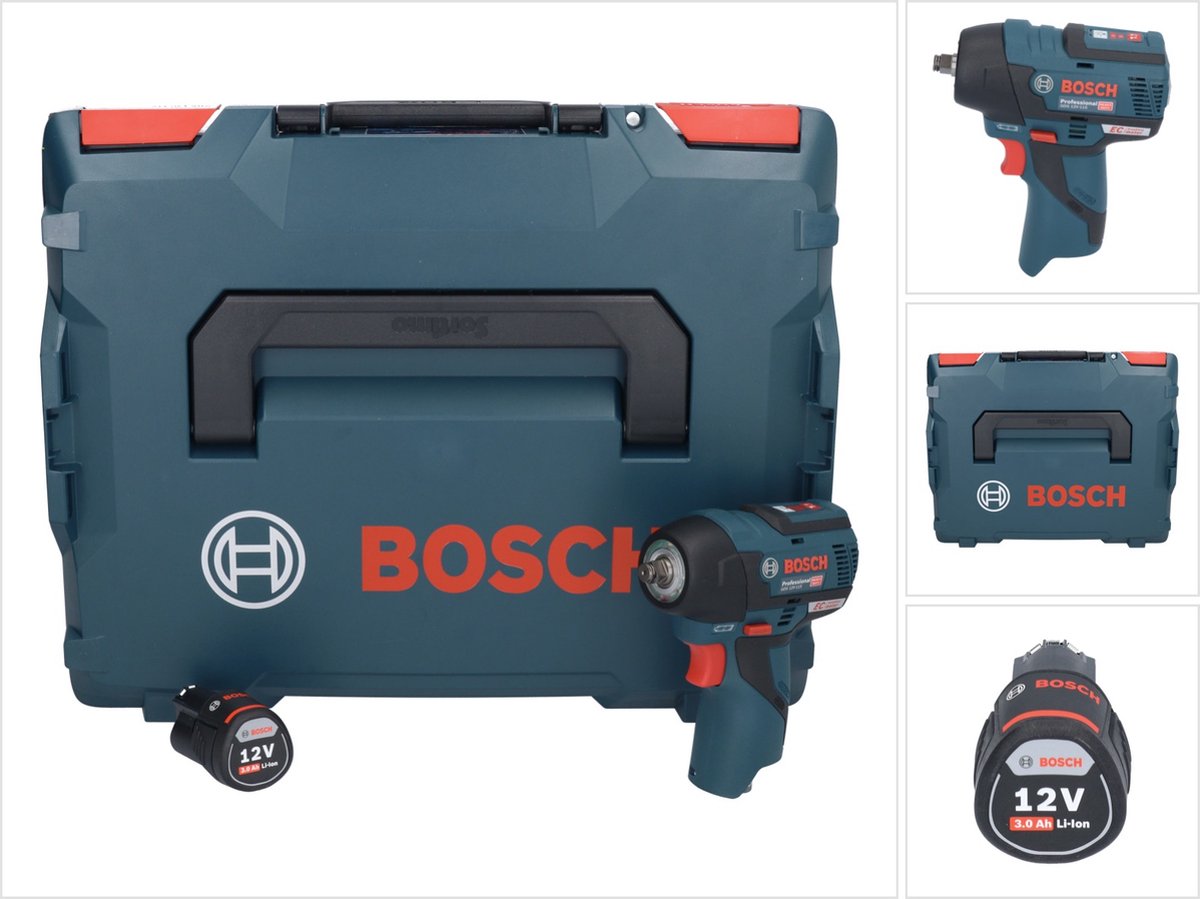Bosch Professional Bosch GDS 12V-115 Professionele accu-slagmoersleutel 12 V 115 Nm 3 8 borstelloos + 1x oplaadbare accu 3.0 Ah + L-Boxx zonder oplader