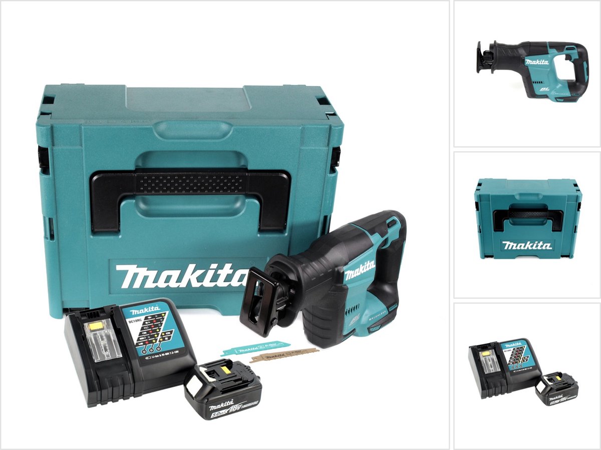 Makita DJR 188 RG1J Accu Reciprozaag 18 V Borstelloze Reciprozaag in Makpac + 1x 6.0 Ah accu + lader