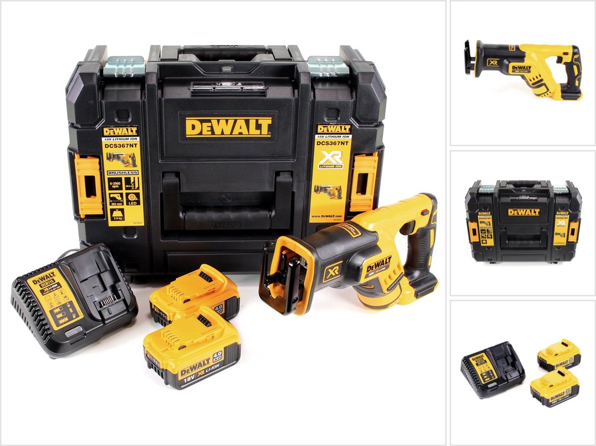 DeWalt DCS 367 M2 Accu Reciprozaag 18V Brushless + 2x accu 4,0Ah + lader + TSTAK