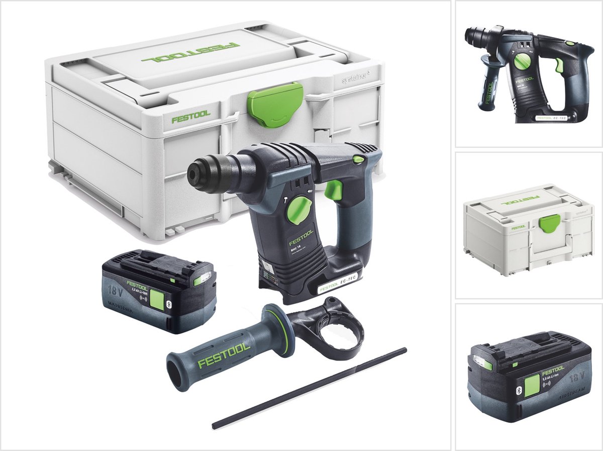 Festool BHC 18-Basic accuklopboormachine 18 V 1 8 J SDS Plus Brushless + 1x accu 5.0 Ah + Systainer zonder oplader