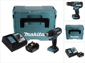 Makita DHP 485 RF1J accu klopboormachine 18 V 50 Nm borstelloos + 1x oplaadbare accu 3.0 Ah + lader + Makpac