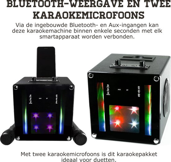 Karaoke Set Voor Volwassenen - Karaokesets Met 2 Microfoons + Geluidsgevoelige Lichten - Box + Draadloze Microfoon - 5W — afbeelding 5