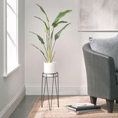 retro plantenstandaard voor bloemen en planten — ronde planthouder in industriële stijl — stijlvolle bloempot standaard voor binnen en buiten — zwart