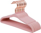 Babyfluwelen hangers met roségouden haken, 28 cm kindermaat, 360 graden rotatie, ultradun en antislipontwerp, 15 stuks (lichtroze)