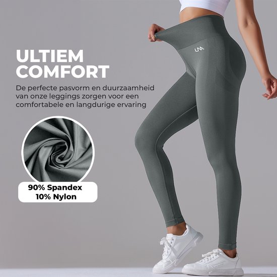 UNA - Sportlegging dames - Sportkleding dames - Sportbroek dames - Yoga Kleding Dames - Squat proof - High waist - Shapewear - Grijs Maat M - UNA