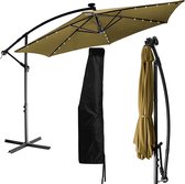 Parasol - Zweefparasol - Parasols - Zweefparasol met voet - Tuinparasol - Inclusief parasol hoes - Waterafstotend - Uv bescherming 30+ - Staal - Polyester - Bruin - ⌀ 280 x H 272 cm