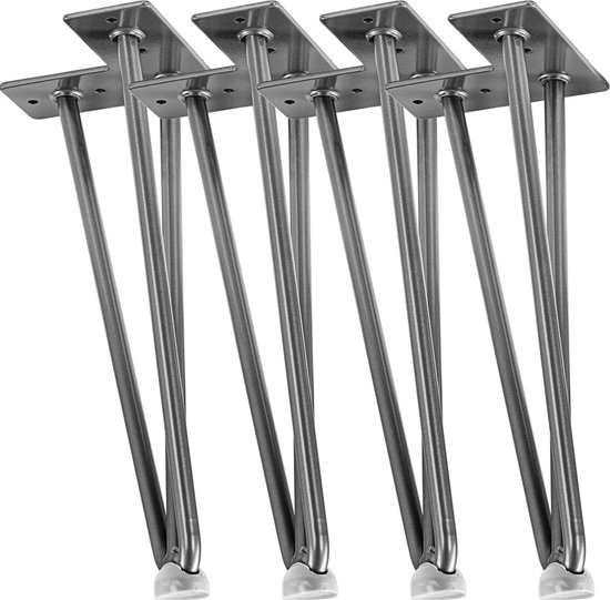 Set van 4 tafelpoten I-Design 72 cm glanzend zwart gepoedercoat staal vierkant profiel 4x4 cm In hoogte verstelbare meubelpoten 1-4 cm - ML-Design
