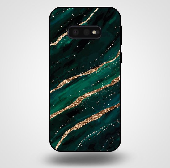 Smartphonica Telefoonhoesje voor Samsung Galaxy S10E met marmer opdruk - TPU backcover case marble design - Groen Goud geschikt voor Samsung Galaxy S10E