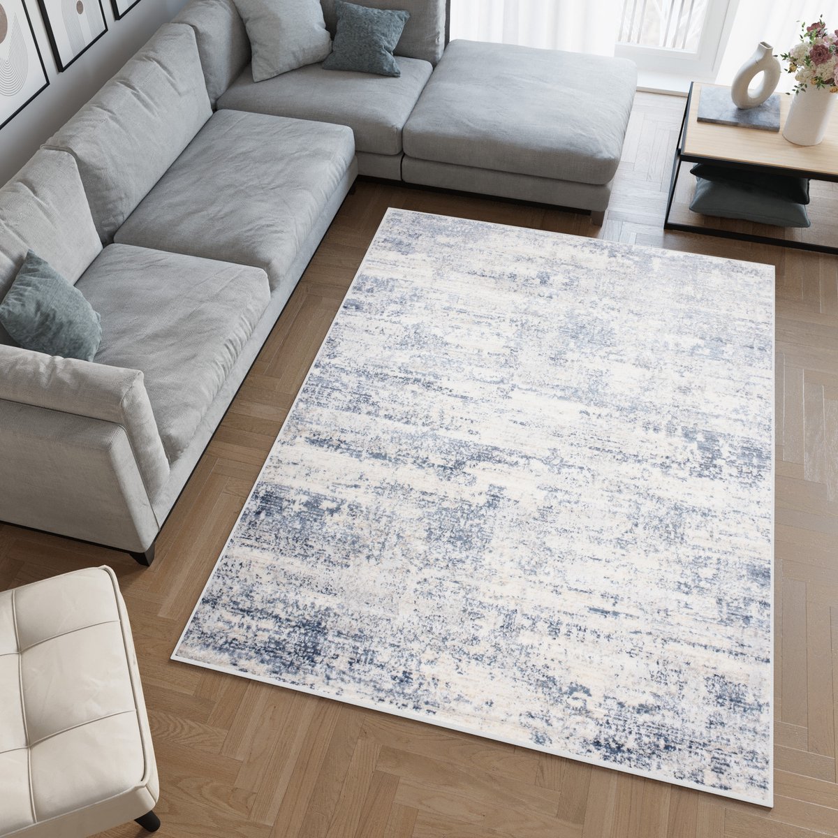 Tapiso Sky Vloerkleed Beige Blauw Woonkamer Modern Tapijt Maat - 250x350