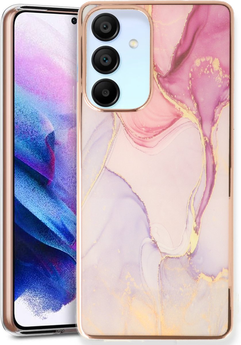 Casemania Hoesje Geschikt voor Samsung Galaxy A35 - Nova - Siliconen Marmer Back Cover