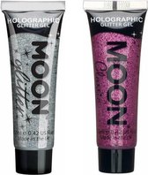 Moon Creations Glittergel fijn set - voor lichaam en gezicht - zilver en roze