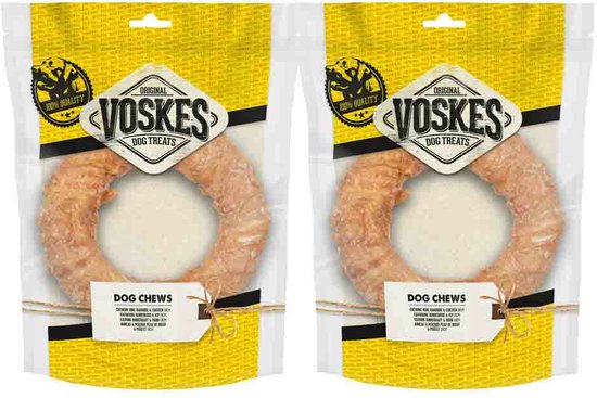 Voskes Kauwring Runderhuid met Kip - 2 x 19 cm - Voordeelverpakking