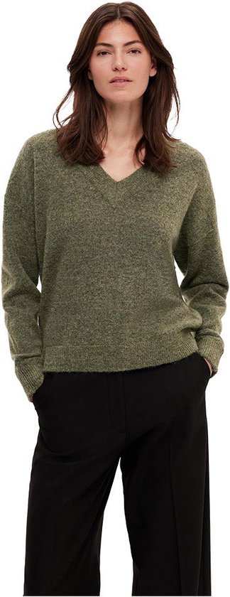 Selected Maline V-hals Sweater Groen L Vrouw
