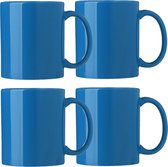 Bellatio Design Koffie mokken/bekers Nantes - 8x - keramiek - met oor - kobalt blauw - 300 ml