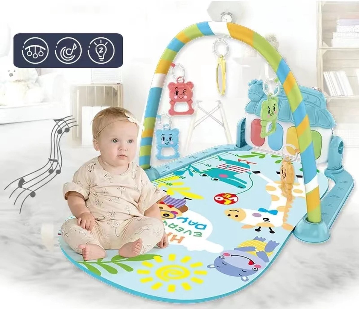 Sara Shop-Babygym Speeltapijt- Speelmat - Speelkleed - muziek speelkleed - Baby speelmat - baby cadeau - Babymat - Speeltapijt baby - speeltapijt meisje - speeltapijt voor jongens - kruipkleed voor kinderen