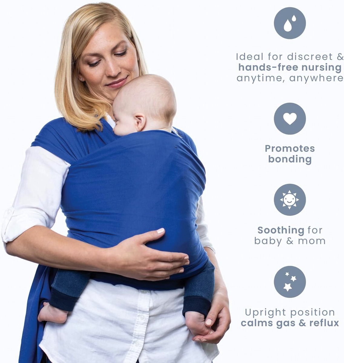 Babydraagdoeken – Babydrager - Baby Carrier Ring Sling - Babydraagdoek Pasgeborenen - Elastische Draagdoek - Cadeau - Size Fits all geel - Blauw – foto 8
