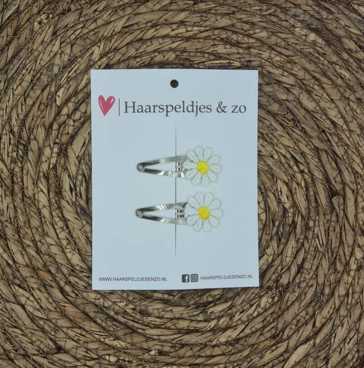 Haarspeldje Flower - daisy - madeliefjes - geel — 3 cm / goud
