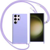 Casemania Hoesje Geschikt voor Samsung Galaxy S24 Ultra - Paars - Siliconen Back Cover met Koord