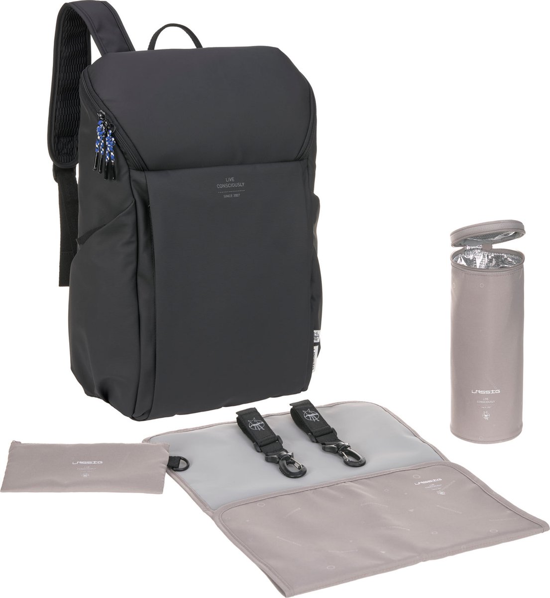 Lässig Luiertas Green Label Slender Up Backpack Rugzak black