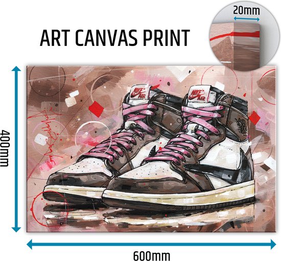 Sneaker canvas high - pink laces 60x40 cm