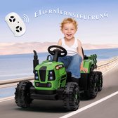 Tractor elektrisch 12V groen + trailer, elektrische kinder tractor