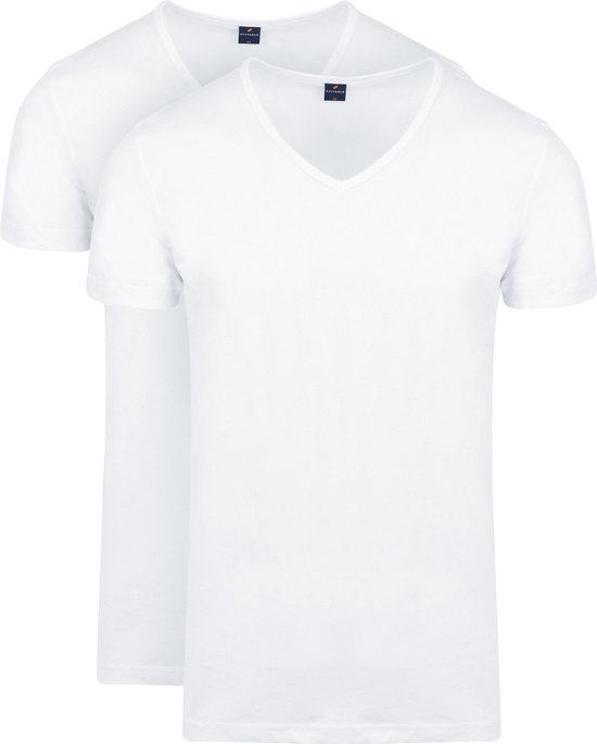 Suitable - Vita T-Shirt V-Hals Wit 2-Pack - Heren - Maat M - Modern-fit