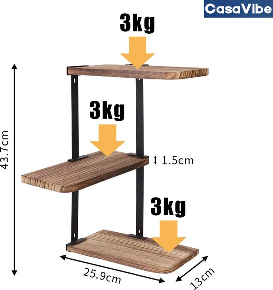 CasaVibe Wandrek - Wandplank - Muurplank - Zwevende plank - Keuken - Woonkamer - Modern - Industrieel - Geschikt voor Woonkamer Badkamer Keuken - CasaVibe