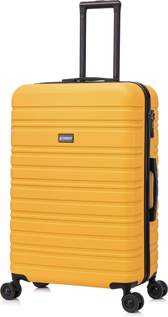 BlockTravel® Reiskoffer Groot 95 Liter - Harde Koffer met Wielen - Ruimbagage Koffer XL - TSA-slot - 4 Spinner Wielen - Lichtgewicht Valies - Geel
