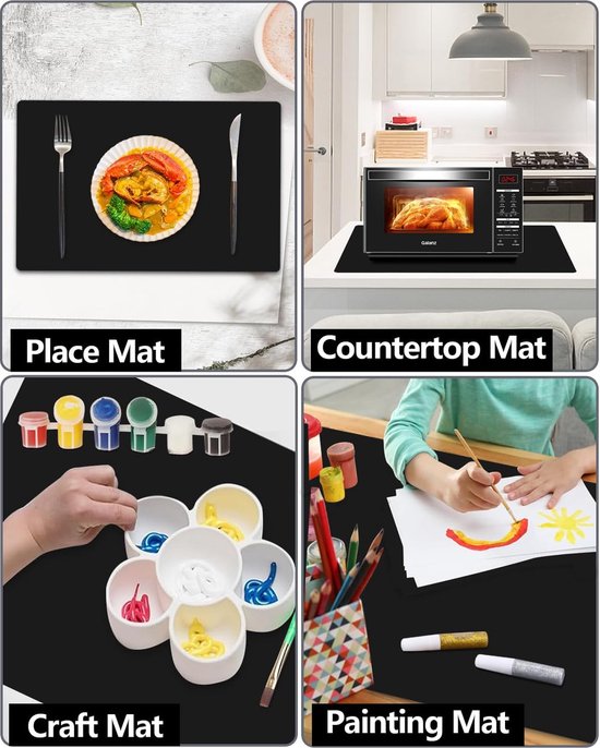 Foepoge Grote schilderonderlegger voor kinderen: 71 x 51 cm, siliconenmat voor epoxyhars, handwerk, knutselonderlegger, siliconen knutselmat voor knutselen, afwasbare placemat/siliconen onderlegger