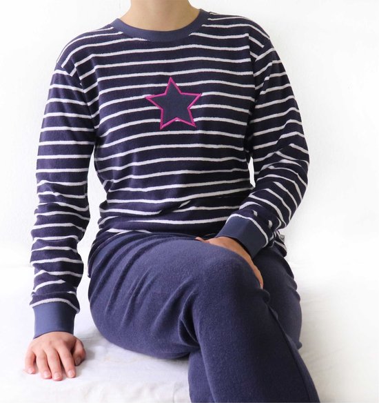 Tenderness- Pyjama Femme - Tissu Éponge - Motif Rayé - Blauw. - Taille L
