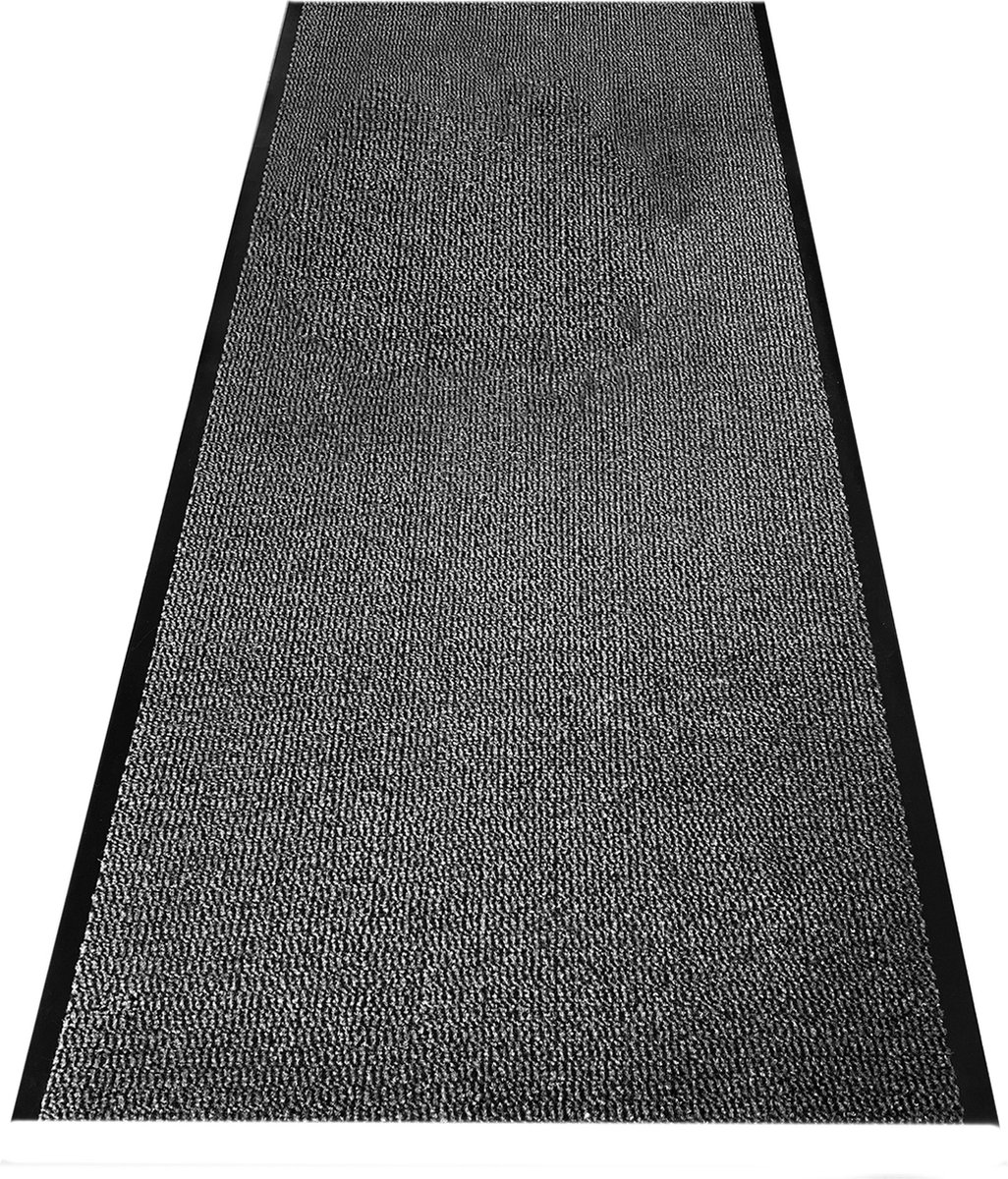 JYG Deurmat groot XXL Grijs - 120x550cm - voor binnen - 2 zijden afwerking - JYG ENTER grijs, zwart