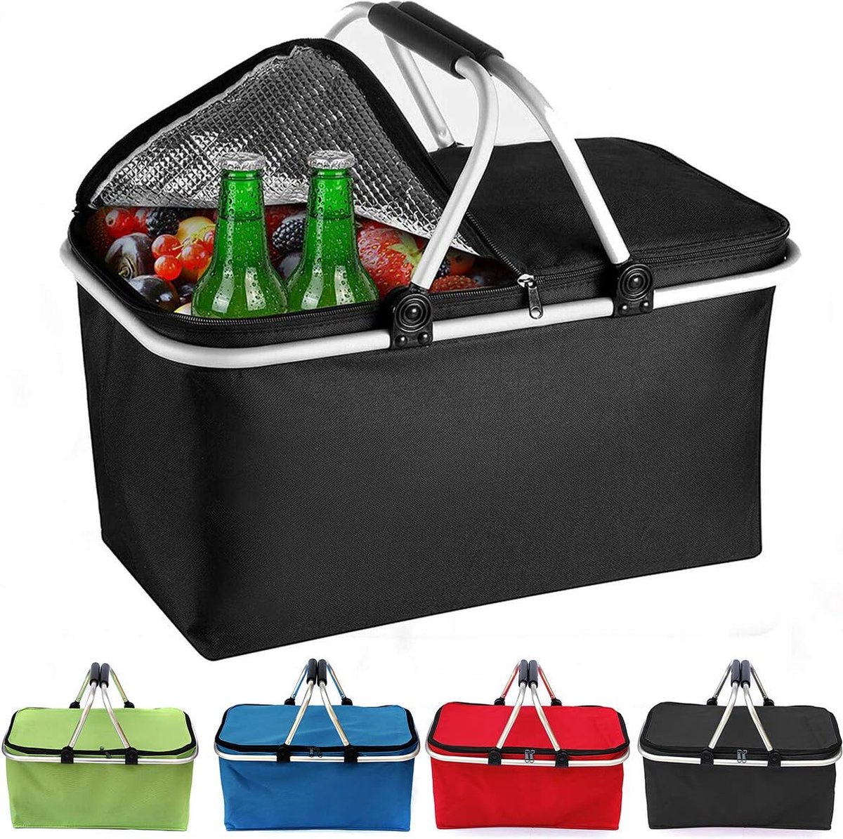 Panier Pique-nique Isotherme 30L Pliable – Grande Capacité, Isolation 3 Couches, Idéal Camping, Plage, Courses