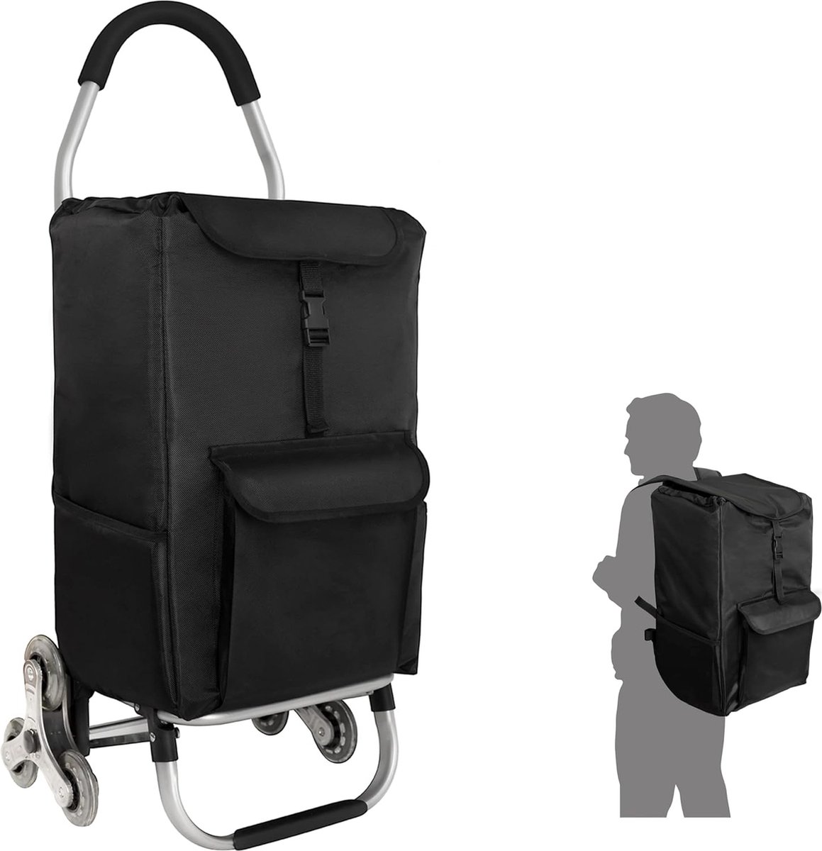 Boodschappentrolley met Wielen - Opvouwbaar - Afneembare Boodschappentas - Boodschappenwagen