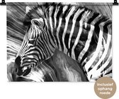 Tapisserie - Toile murale - Peinture - Peinture à l'huile - Zebra - Animaux - Zwart - Wit - 60x45 cm - Tapisserie