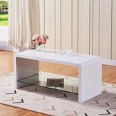 GOLDFAN salontafel wit hoogglans glas woonkamertafel TV-tafels moderne salontafel voor slaapkamer kantoor
