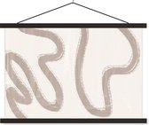 Posterhanger incl. Poster 120x80 cm - Schoolplaat - Abstract - Moderne kunst - Beige - Textielposter - Zwarte latten