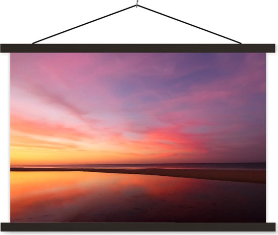 Posterhanger incl. Poster 60x40 cm - Schoolplaat - Zee - Kleuren - Zon - Textielposter - Zwarte latten