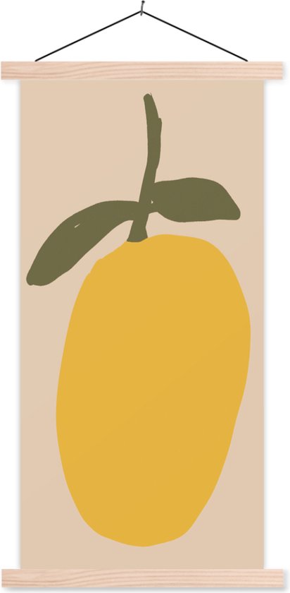 Posterhanger incl. Poster 40x80 cm - Schoolplaat - Fruit - Abstracte kunst - Modern - Textielposter - Blanke latten