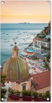 Tuinposter Italië - Positano - Zee - 40x80 cm - Wanddecoratie Buiten - Tuinposter - Tuindoek - Schuttingposter - Tuinschilderij