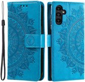 Hoesje Mandala Book Case met Pasjeshouder Blauw Geschikt voor Samsung Galaxy A55