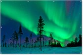 Muurdecoratie Noorderlicht - Zweden - Boom - 180x120 cm - Tuinposter - Tuindoek - Buitenposter